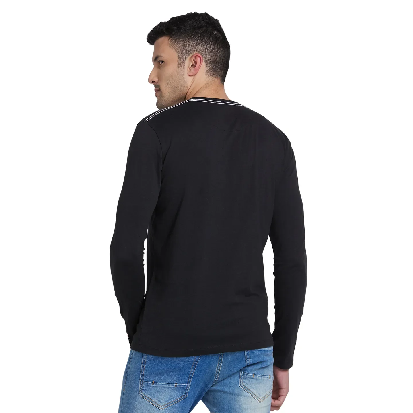 Black Regular Fit Men's Long Sleeves T-Shirt by Being Human Clothing - Image 3