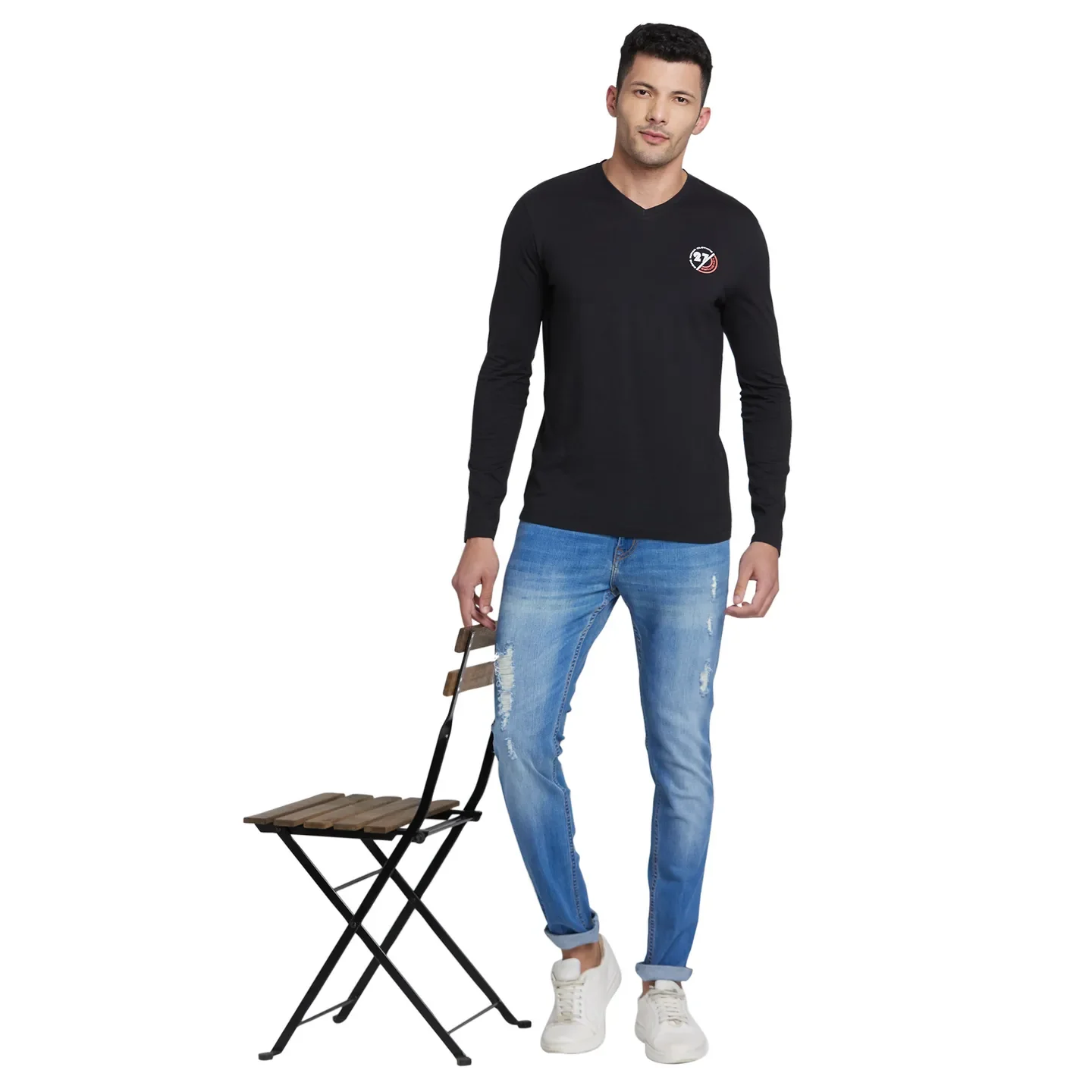 Black Regular Fit Men's Long Sleeves T-Shirt by Being Human Clothing - Image 6