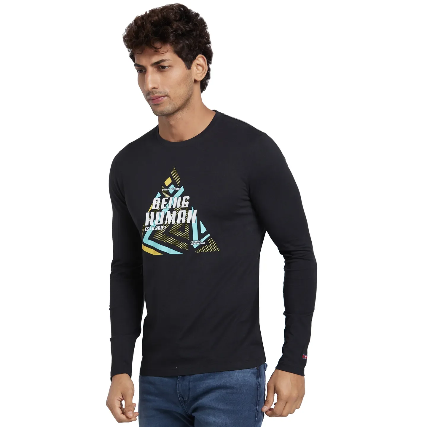 Black Regular Fit Men's Long Sleeves T-Shirt by Being Human Clothing - Image 2
