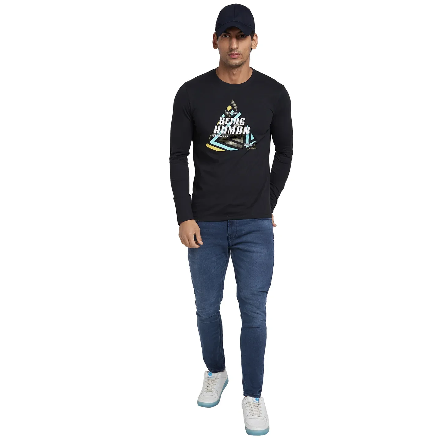Black Regular Fit Men's Long Sleeves T-Shirt by Being Human Clothing - Image 6