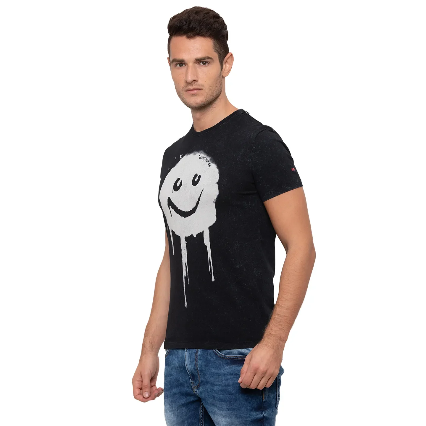 Black Regular Fit Men's Short Sleeves T-Shirt by Being Human Clothing - Image 2