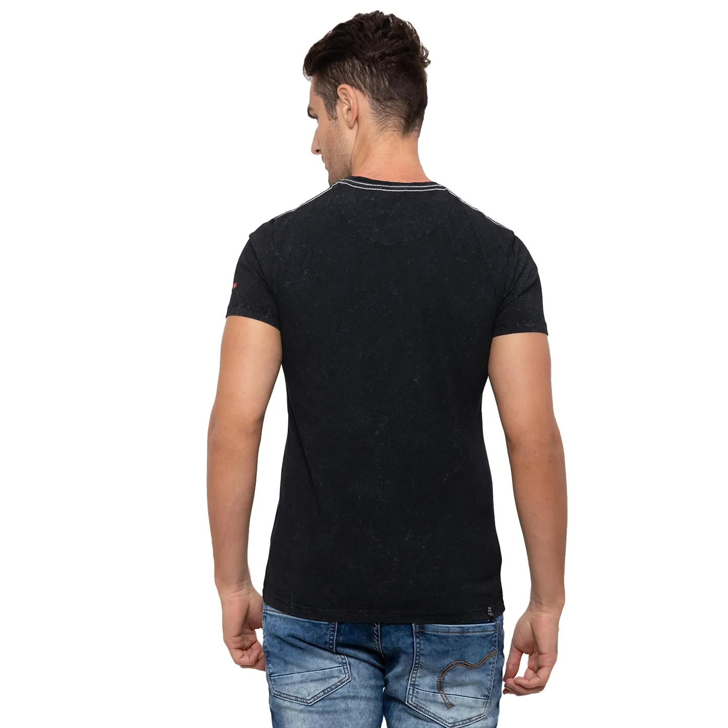 Black Regular Fit Men's Short Sleeves T-Shirt by Being Human Clothing - Image 3