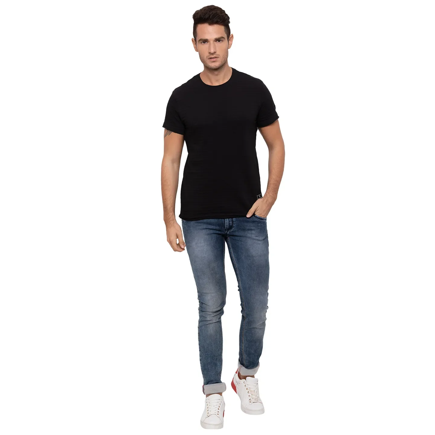 Black Regular Fit Men's Short Sleeves T-Shirt by Being Human Clothing - Image 5
