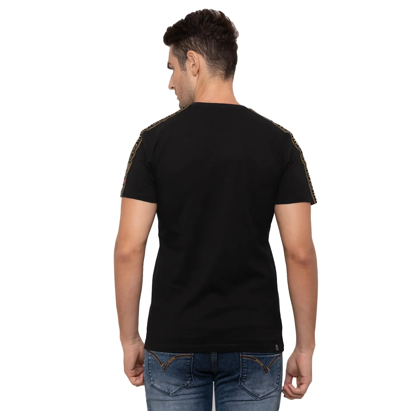 Black Regular Fit Men's Short Sleeves T-Shirt by Being Human Clothing - Image 3