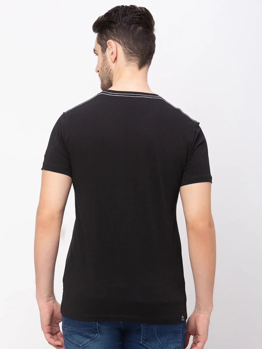 Black Regular Fit Men's Short Sleeves T-Shirt by Being Human Clothing - Image 2