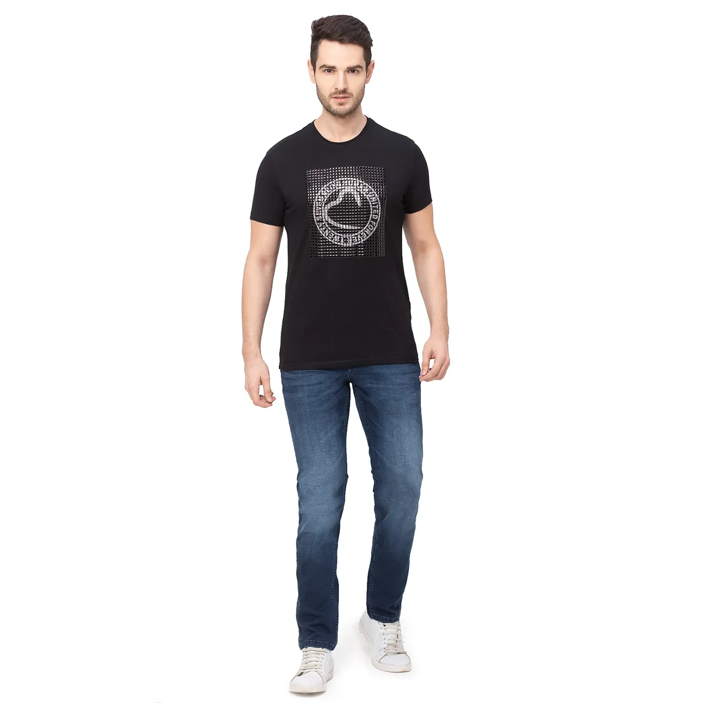 Black Regular Fit Men's Short Sleeves T-Shirt by Being Human Clothing - Image 6