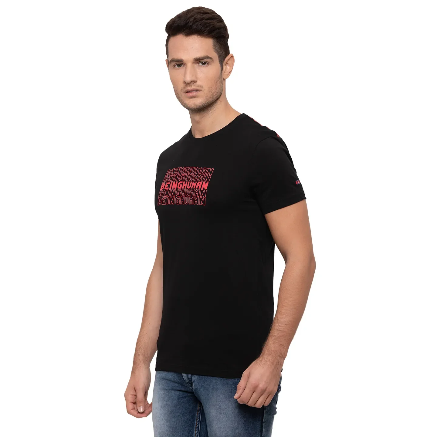 Black Regular Fit Men's T-Shirt by Being Human Clothing - Image 4