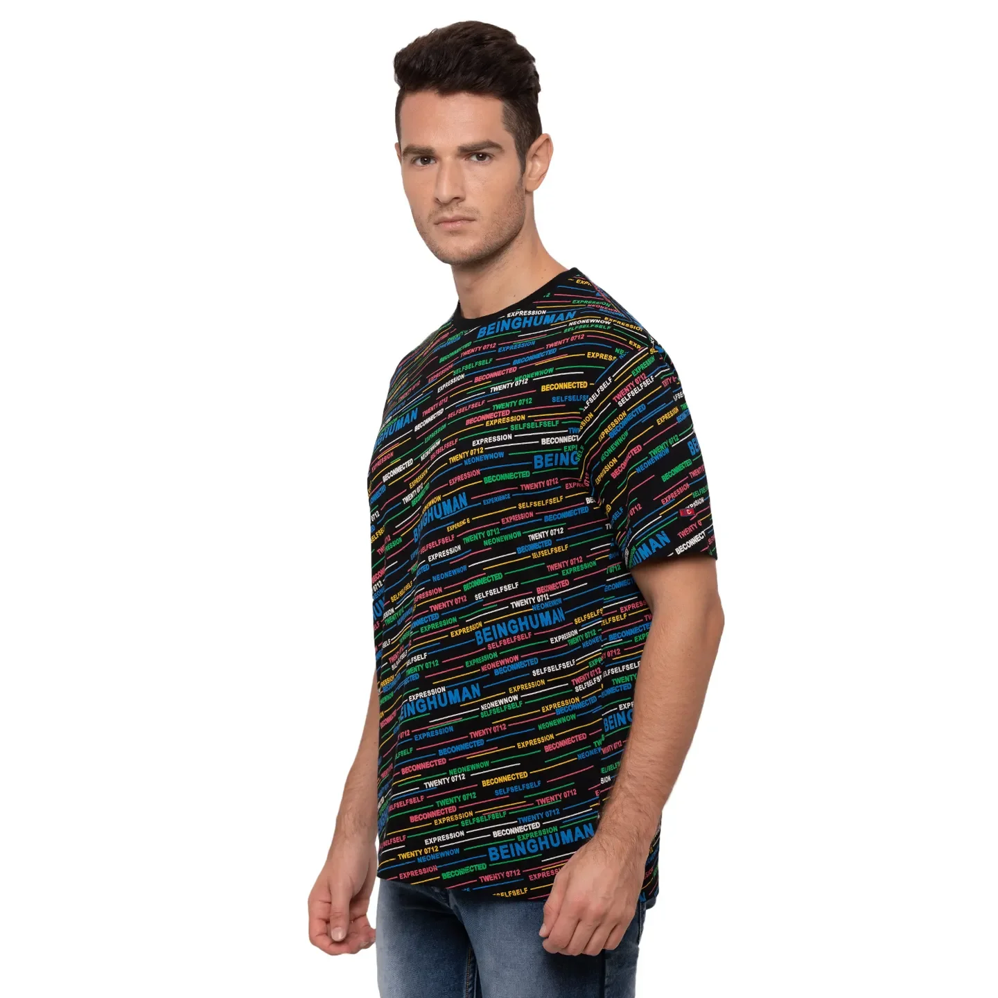 Black Regular Fit Men's Short Sleeves T-Shirt by Being Human Clothing - Image 2