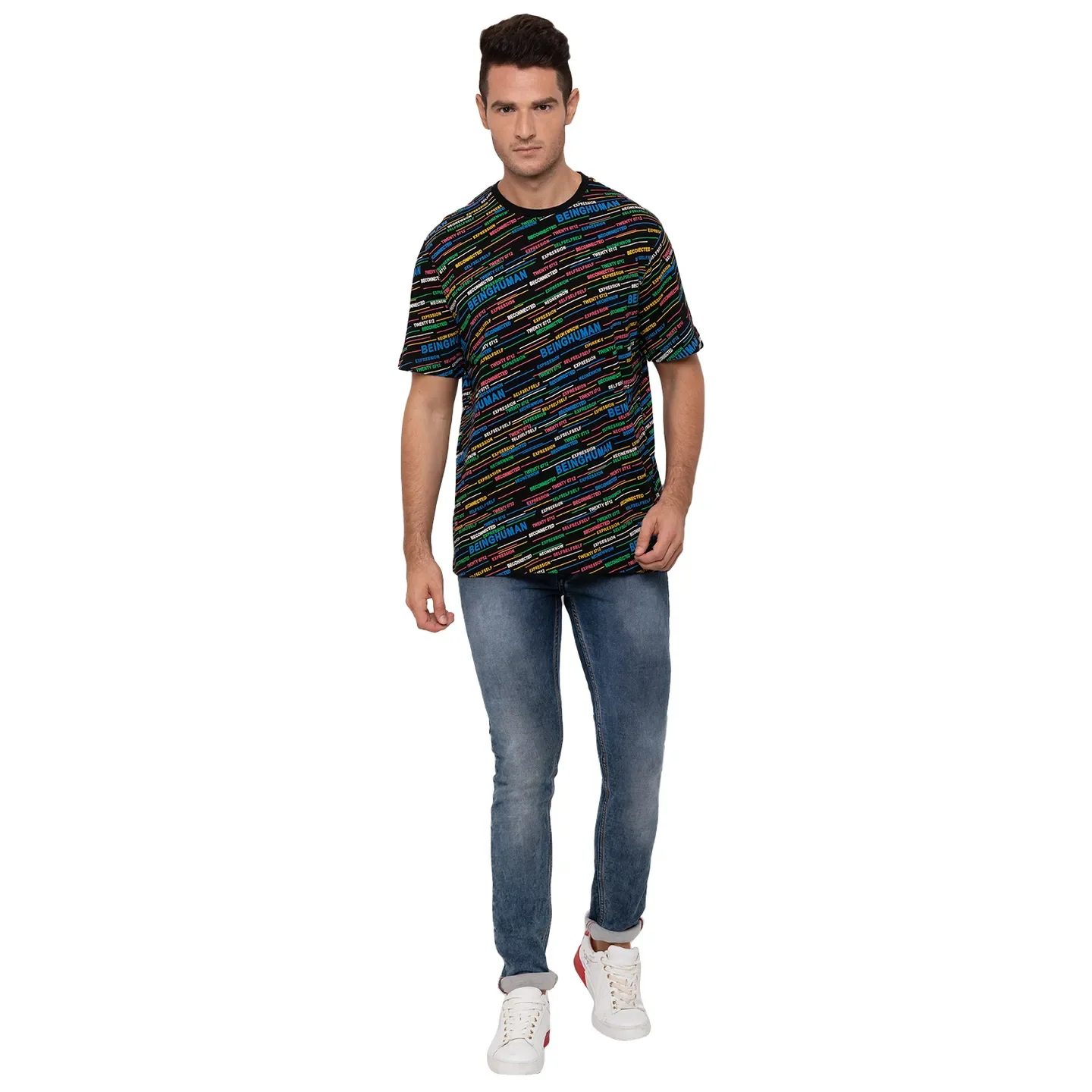 Black Regular Fit Men's Short Sleeves T-Shirt by Being Human Clothing - Image 5