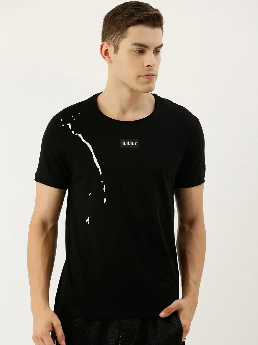Black Regular Fit Men's Short Sleeves T-Shirt by Being Human Clothing