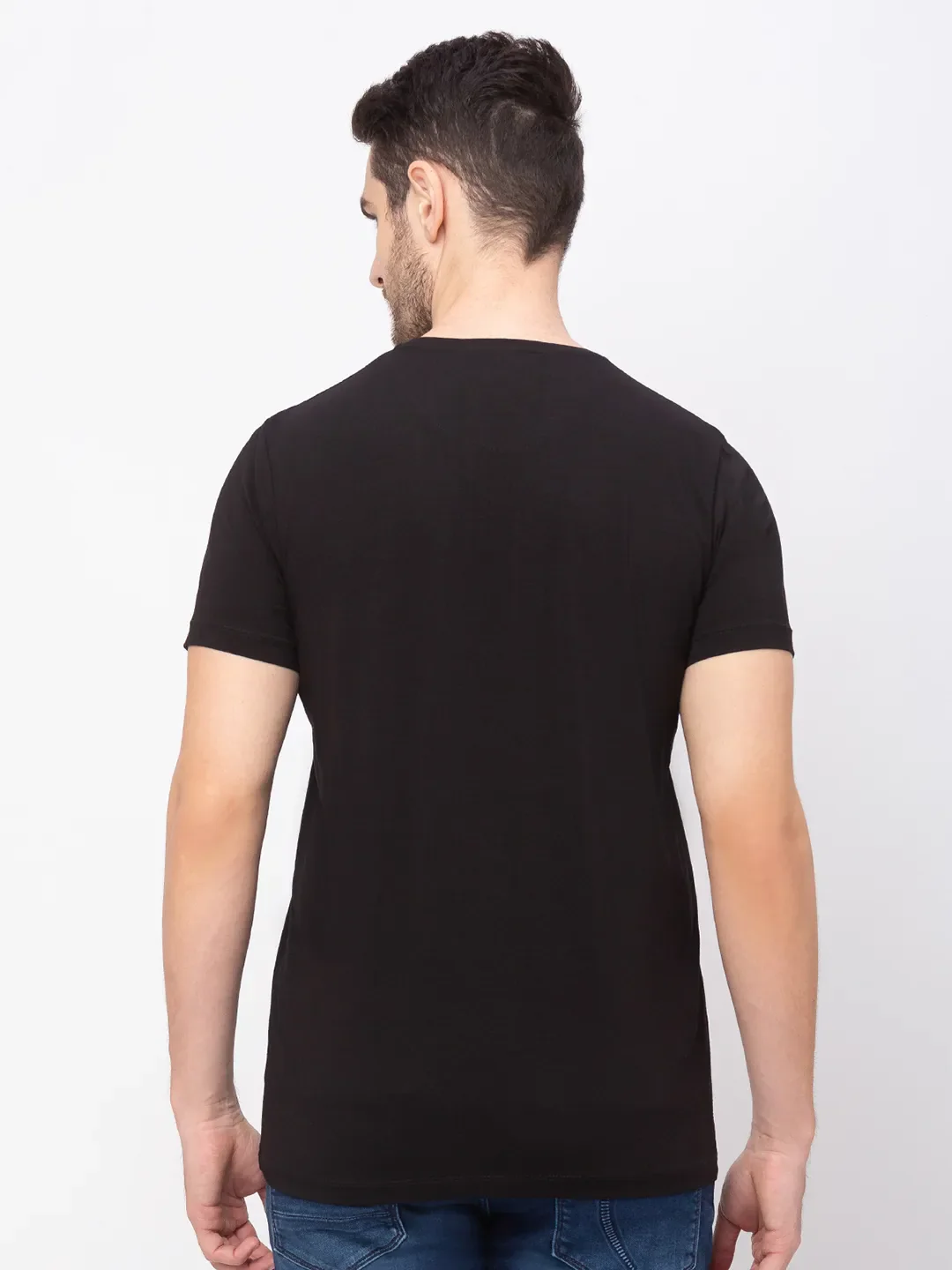 Black Regular Fit Men's Short Sleeves T-Shirt by Being Human Clothing - Image 2