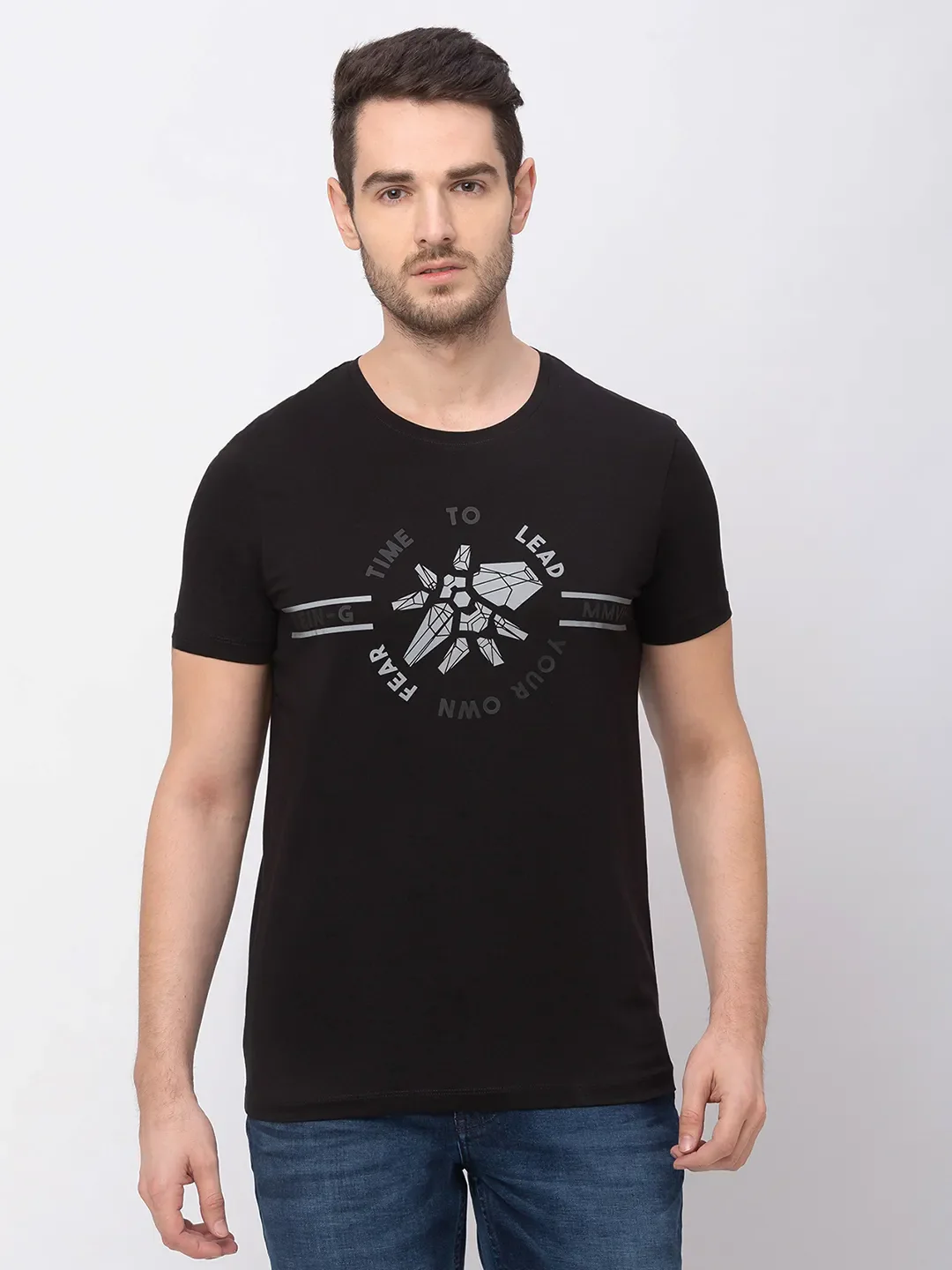 Black Regular Fit Men's Short Sleeves T-Shirt by Being Human Clothing
