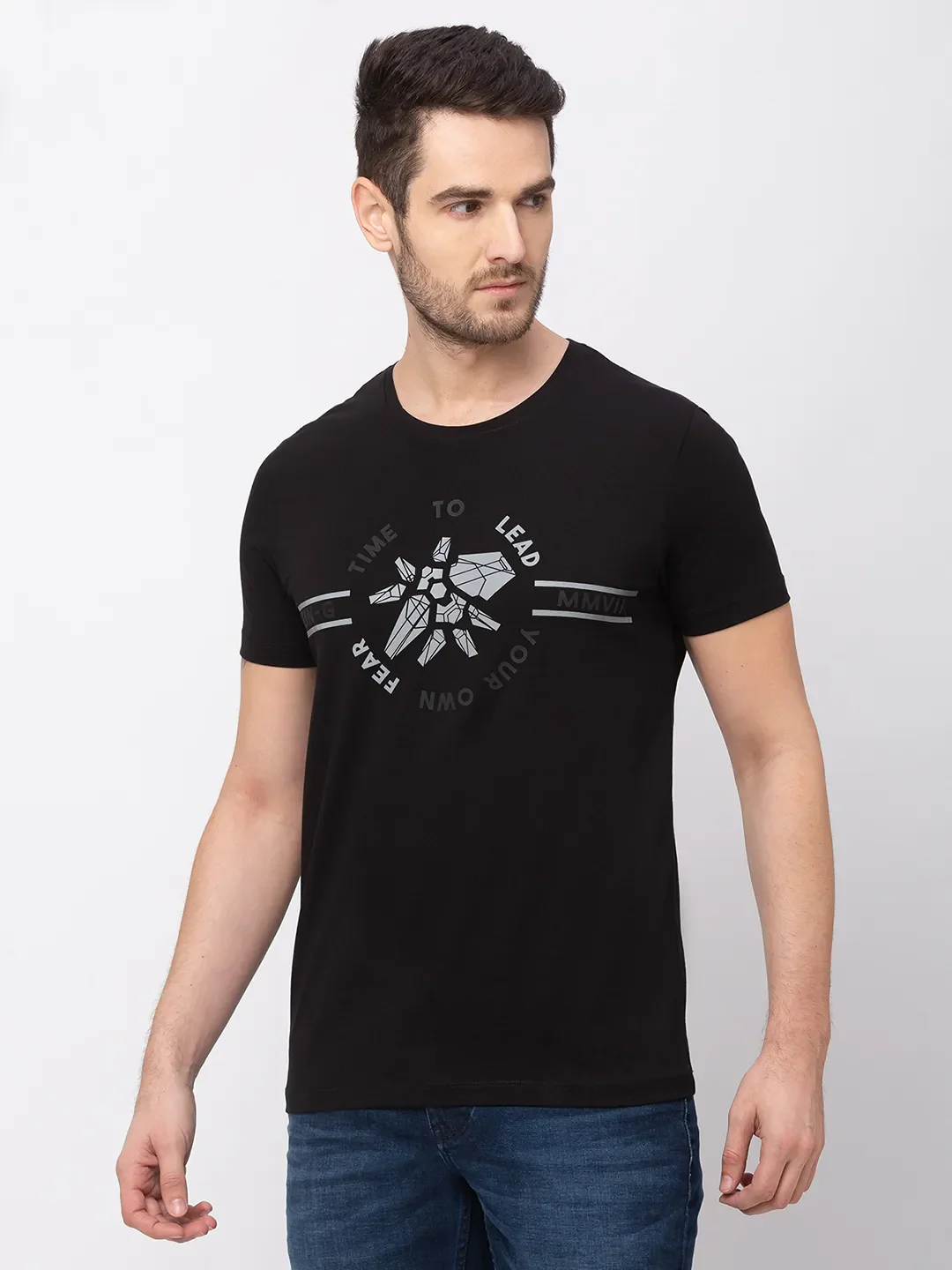 Black Regular Fit Men's Short Sleeves T-Shirt by Being Human Clothing - Image 3