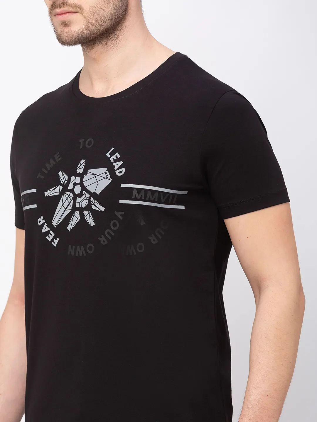 Black Regular Fit Men's Short Sleeves T-Shirt by Being Human Clothing - Image 4
