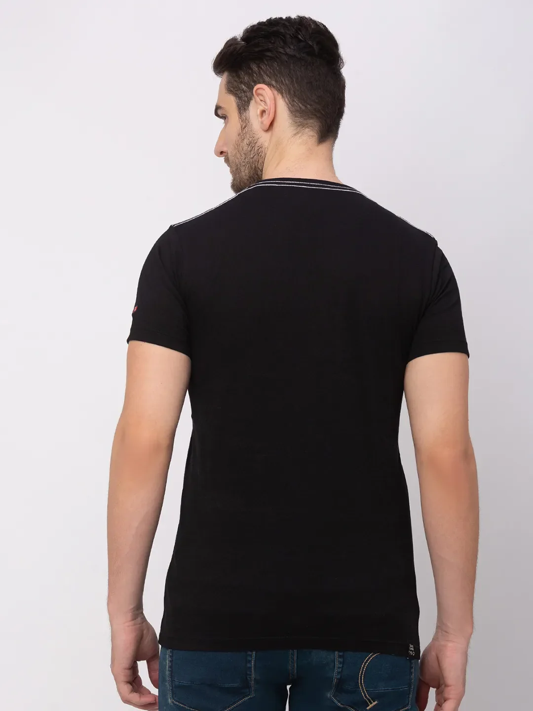Black Regular Fit Men's Short Sleeves T-Shirt by Being Human Clothing - Image 2