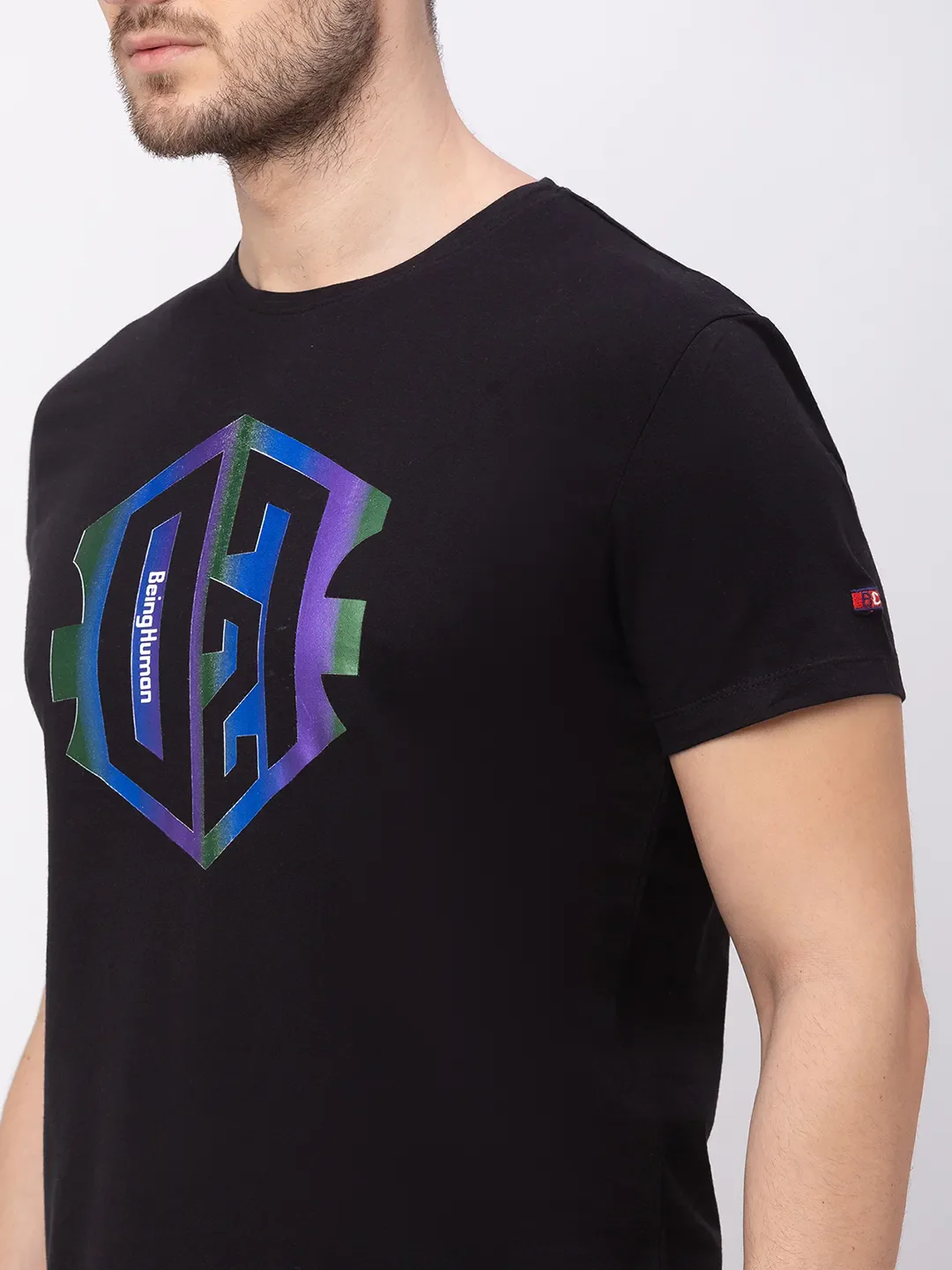 Black Regular Fit Men's Short Sleeves T-Shirt by Being Human Clothing - Image 4