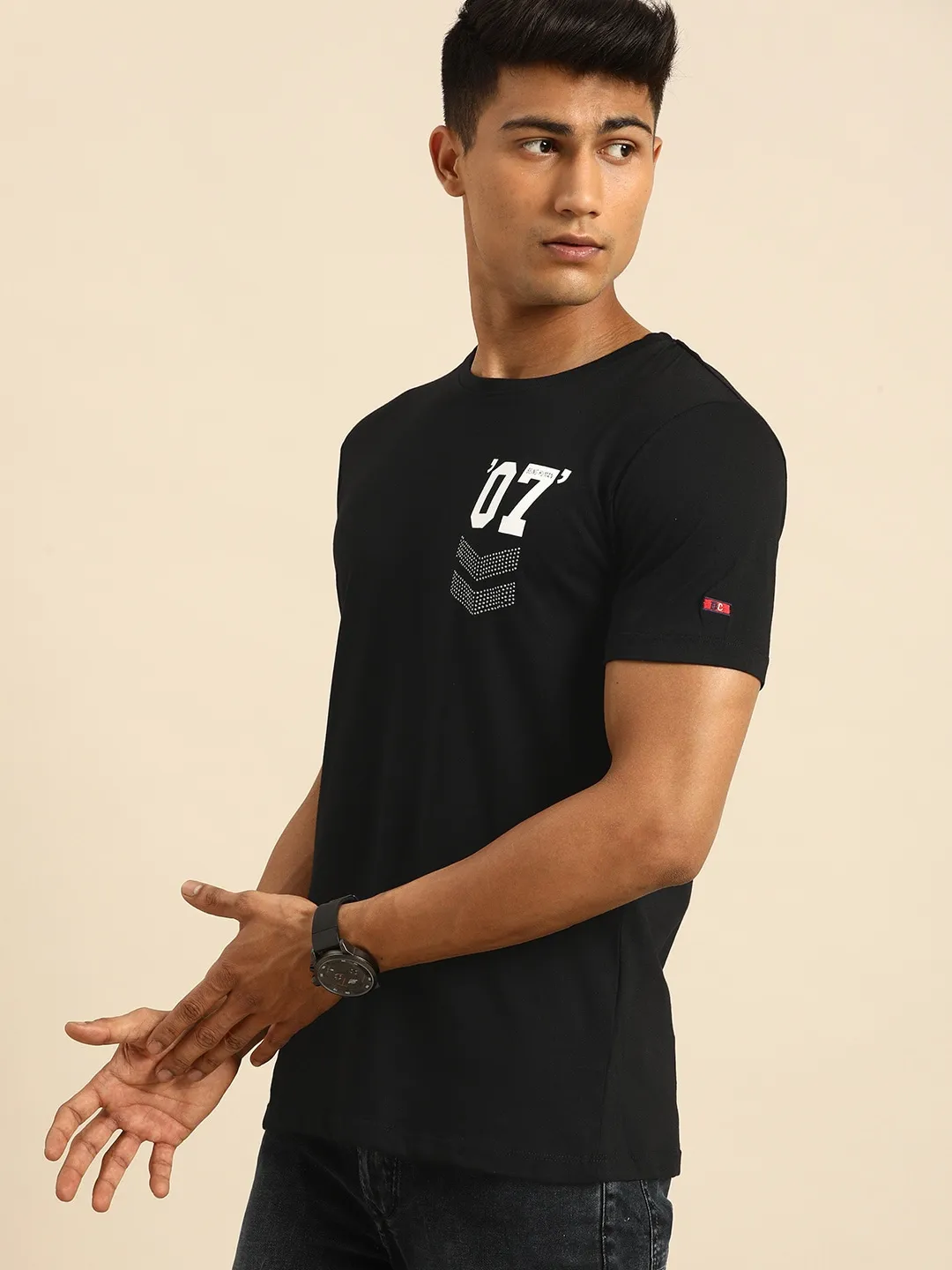 Black Regular Fit Men's Short Sleeves T-Shirt by Being Human Clothing - Image 2