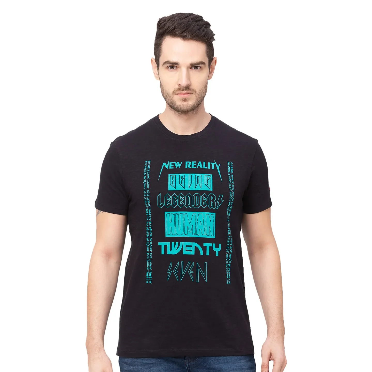 Black Regular Fit Men's Short Sleeves T-Shirt by Being Human Clothing