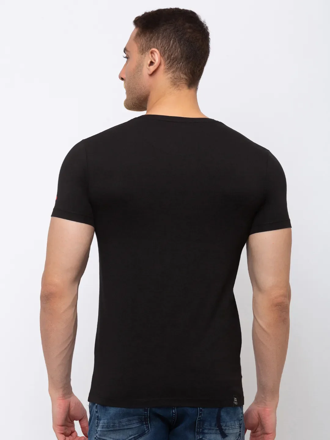 Black Regular Fit Men's Short Sleeves T-Shirt by Being Human Clothing - Image 4