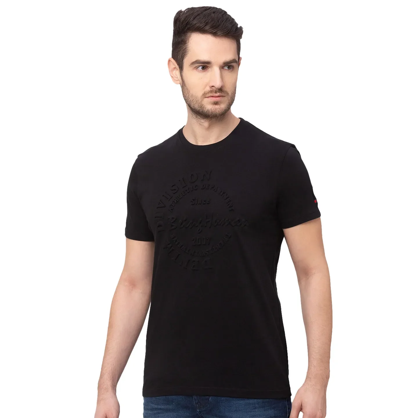 Black Regular Fit Men's Short Sleeves T-Shirt by Being Human Clothing - Image 3
