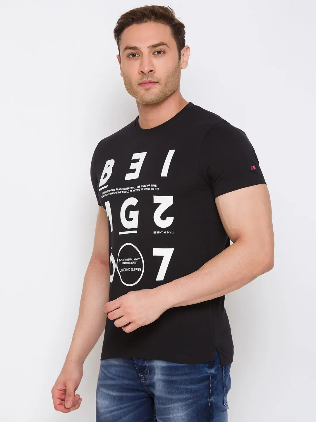 Black Regular Fit Men's Short Sleeves T-Shirt by Being Human Clothing - Image 2