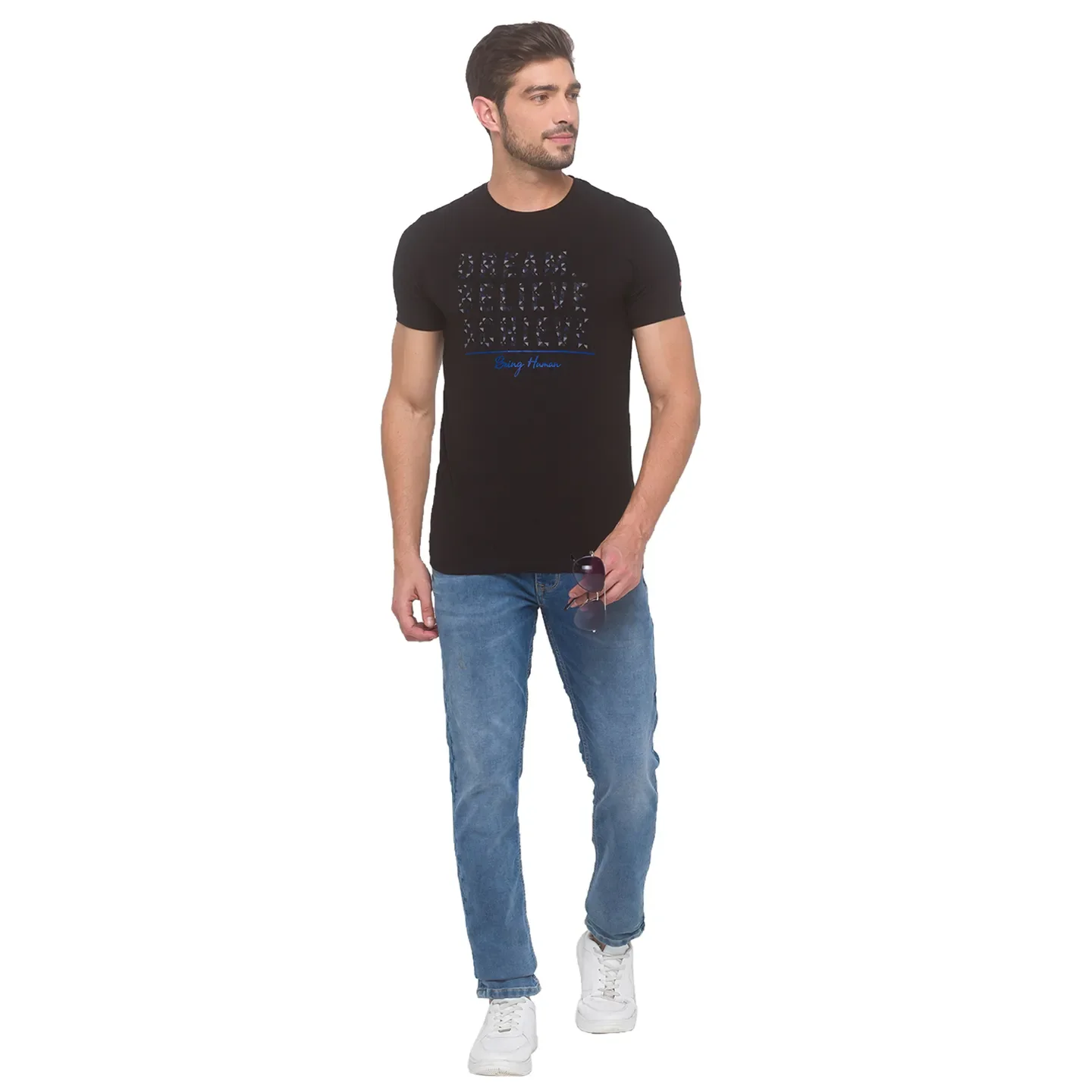 Black Regular Fit Round Neck Men's T-Shirt by Being Human Clothing - Image 2