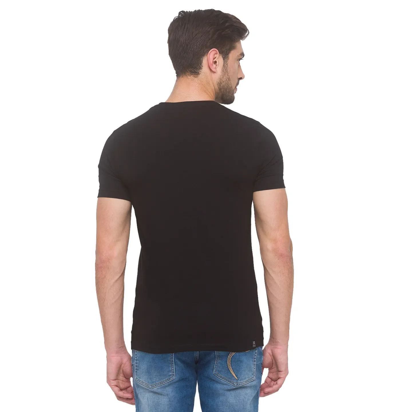 Black Regular Fit Round Neck Men's T-Shirt by Being Human Clothing - Image 3