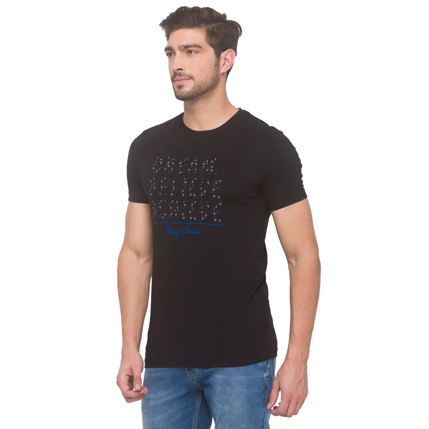 Black Regular Fit Round Neck Men's T-Shirt by Being Human Clothing - Image 4