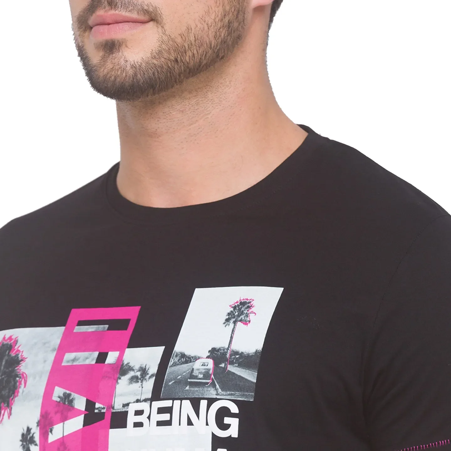Black Regular Fit Round Neck Men's T-Shirt by Being Human Clothing - Image 4