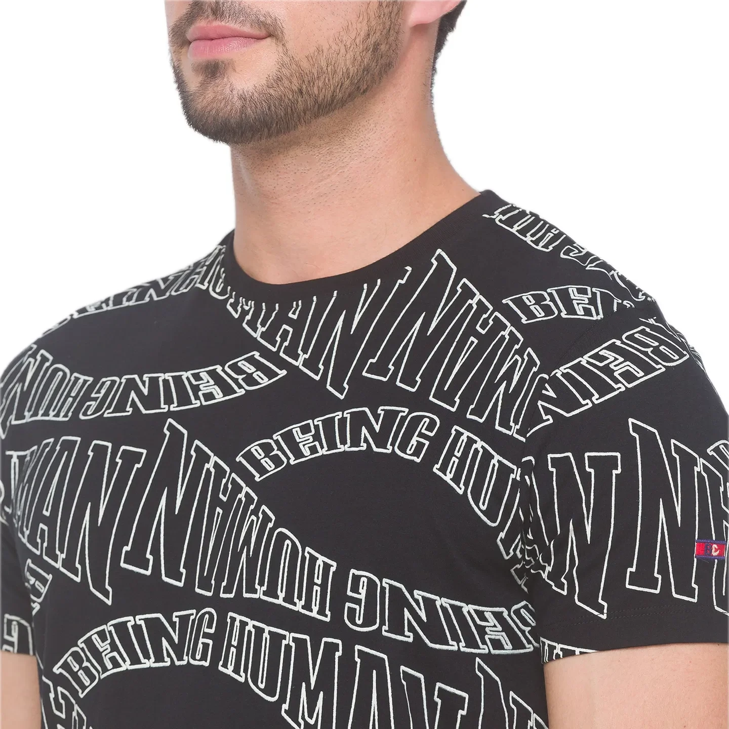 Black Regular Fit Round Neck Men's T-Shirt by Being Human Clothing - Image 4