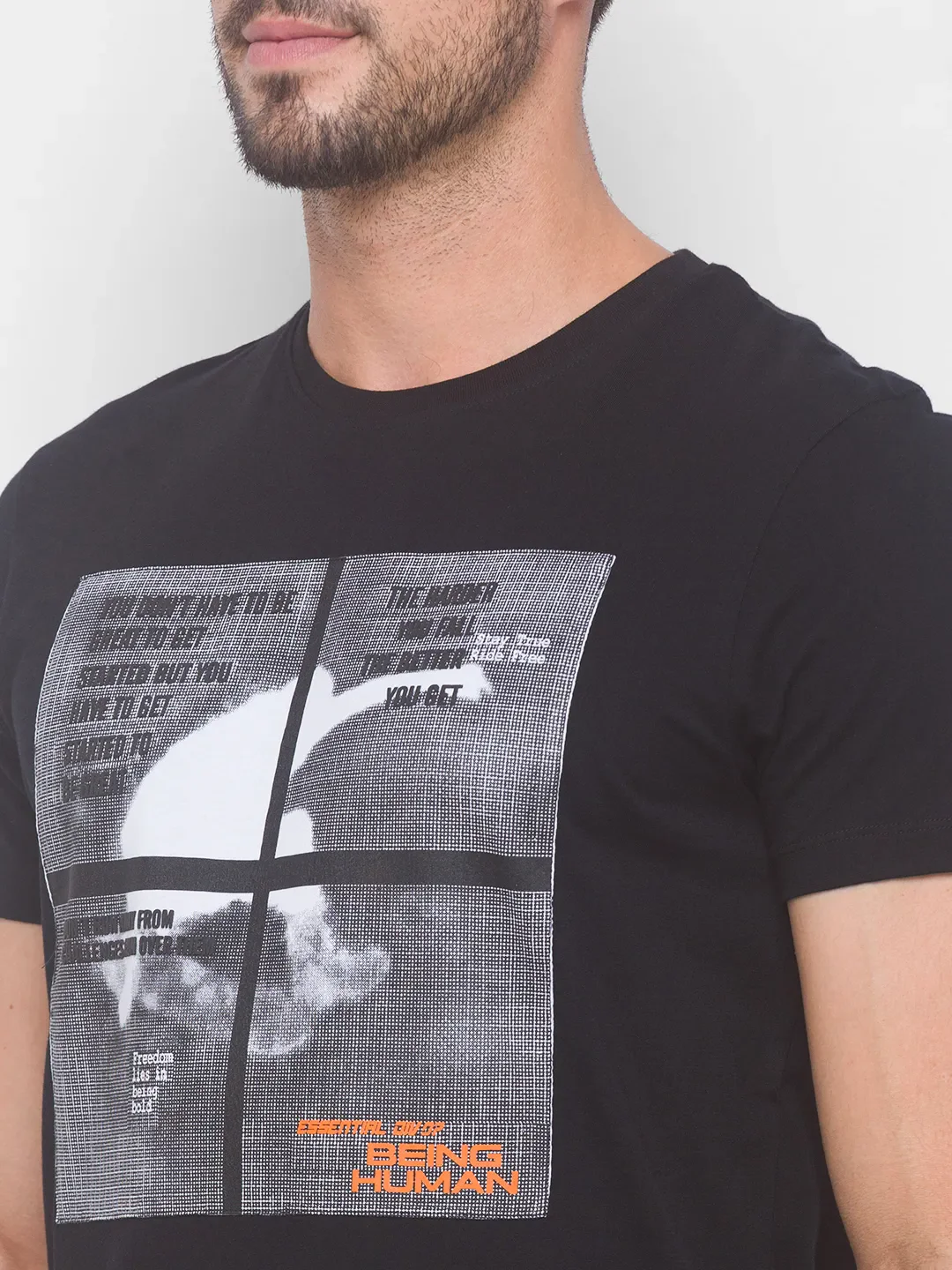 Black Regular Fit Men's Short Sleeves T-Shirt by Being Human Clothing - Image 2