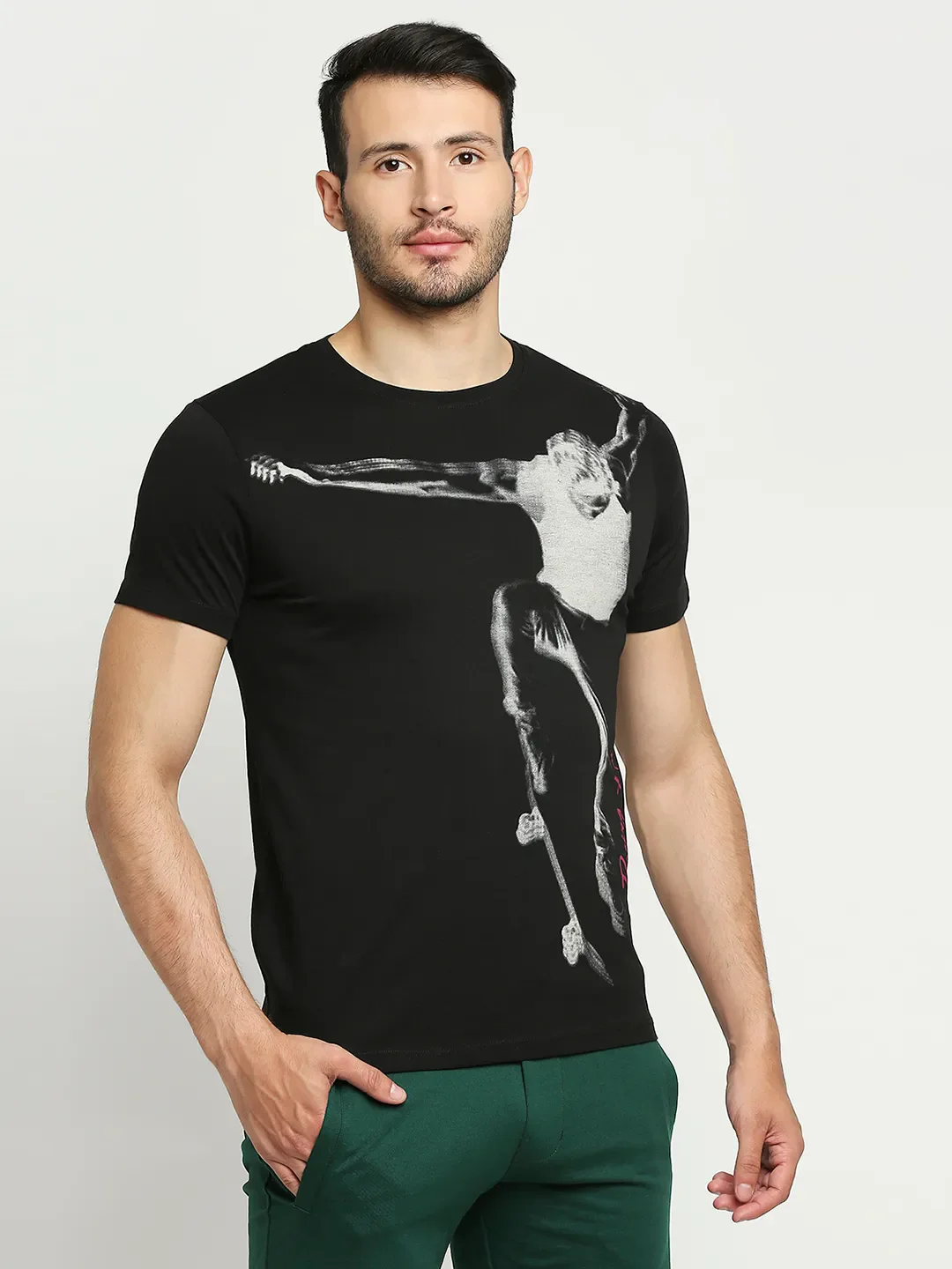 Black Regular Fit Men's Short Sleeves T-Shirt by Being Human Clothing - Image 4
