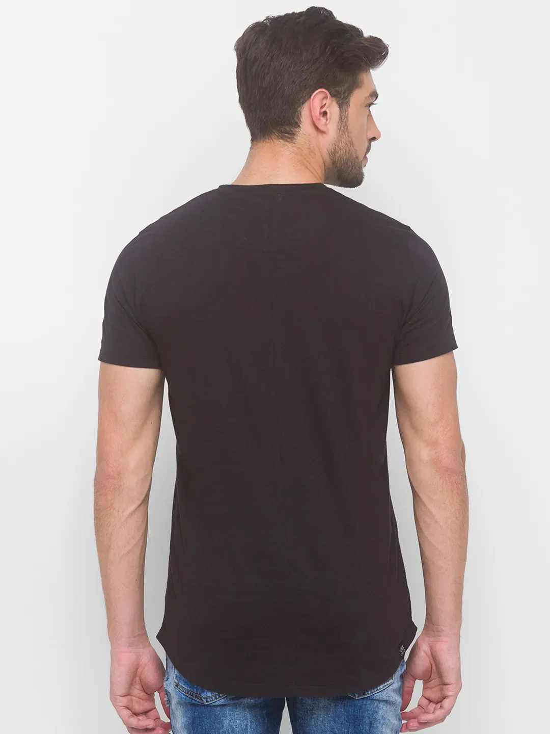 Black Regular Fit Round Neck Men's T-Shirt by Being Human Clothing - Image 2