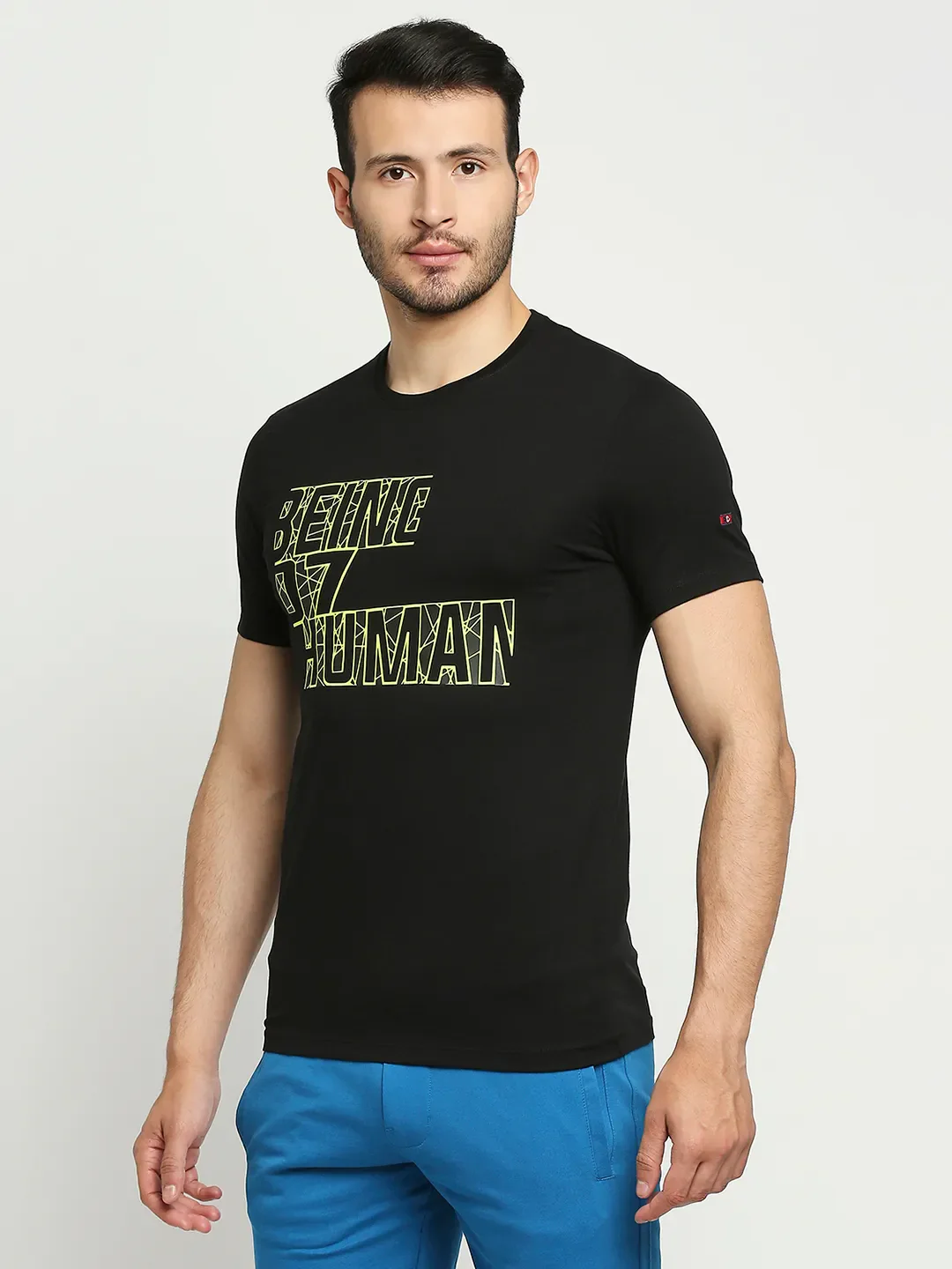 Black Regular Fit Round Neck Men's T-Shirt by Being Human Clothing - Image 6
