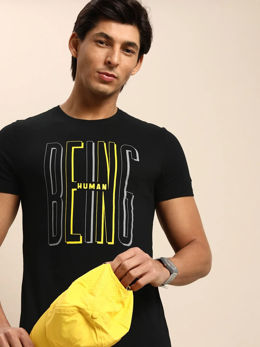 Black Regular Fit Men's Short Sleeves T-Shirt by Being Human Clothing - Image 2