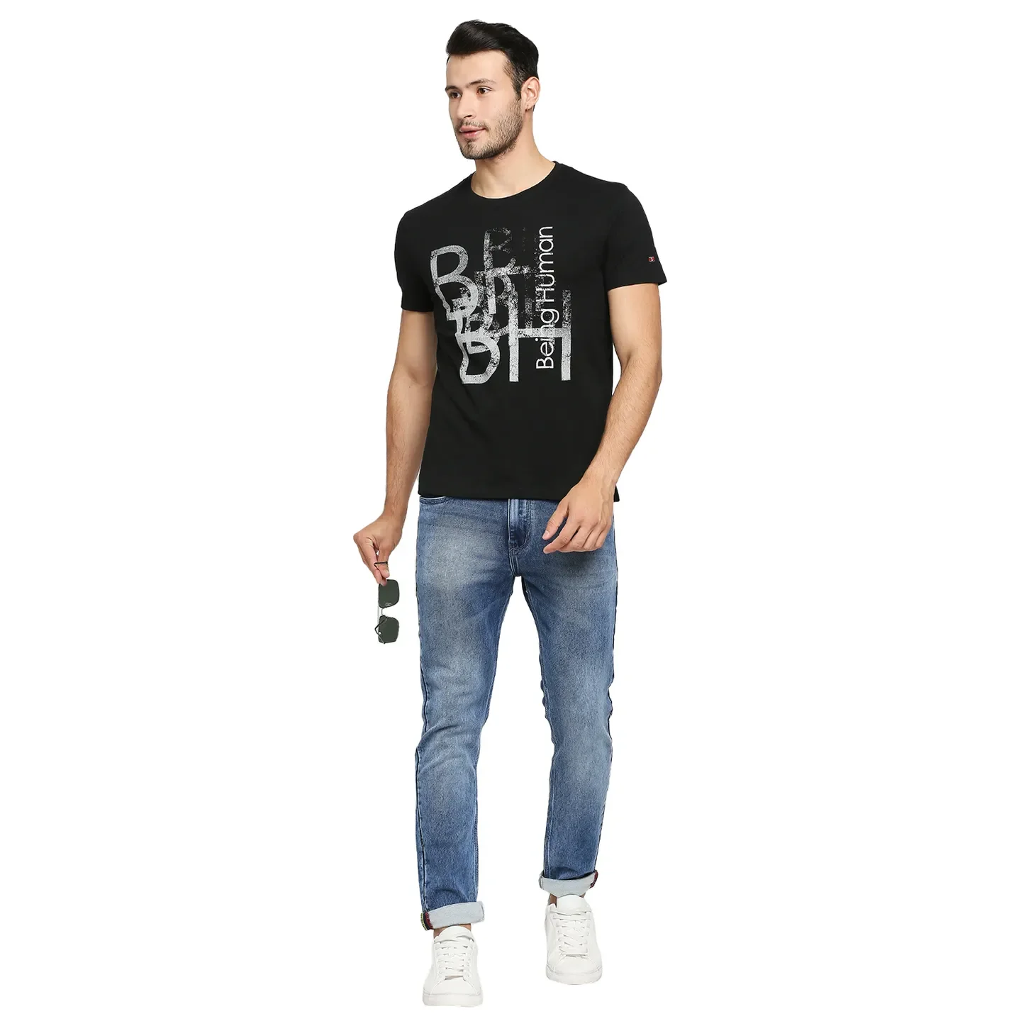Black Regular Fit Men's Short Sleeves T-Shirt by Being Human Clothing - Image 6