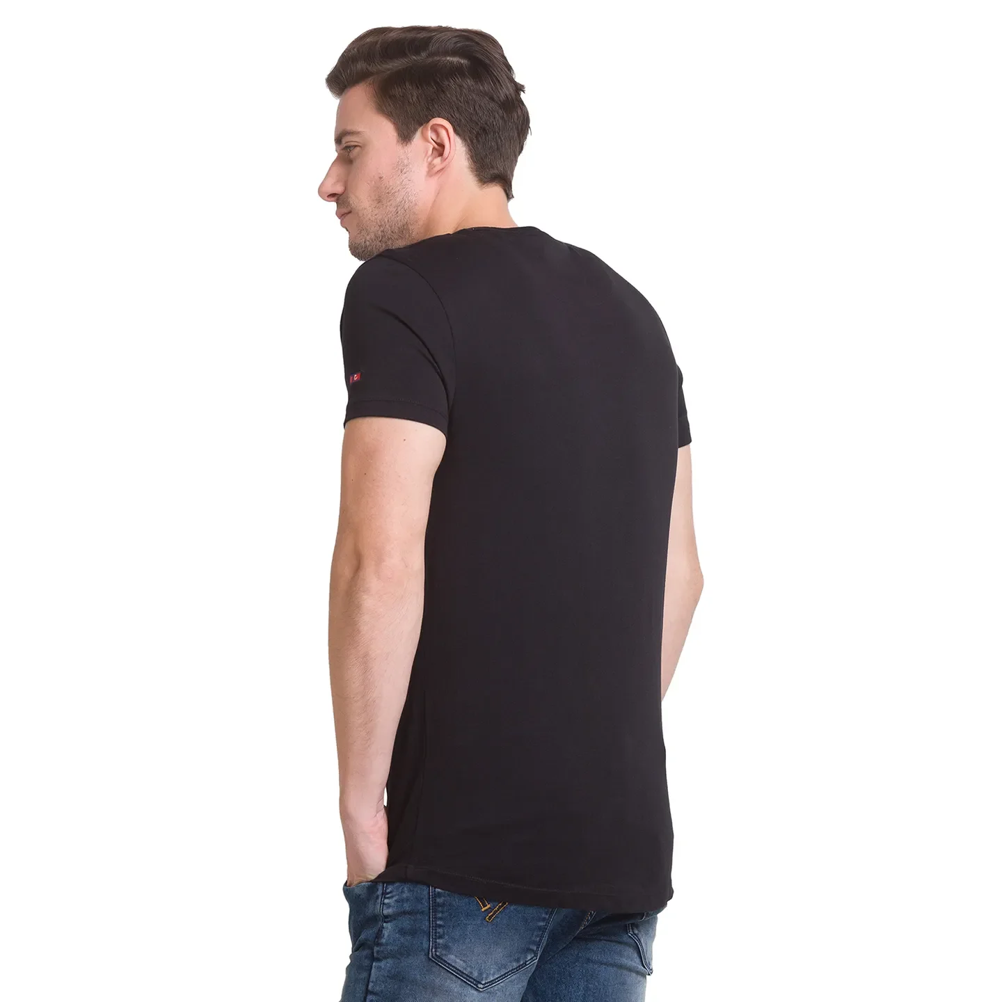 Black Regular Fit Round Neck Men's T-Shirt by Being Human Clothing - Image 4