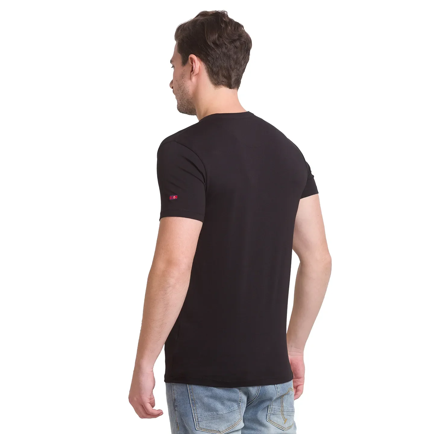 Black Regular Fit Round Neck Men's T-Shirt by Being Human Clothing - Image 4