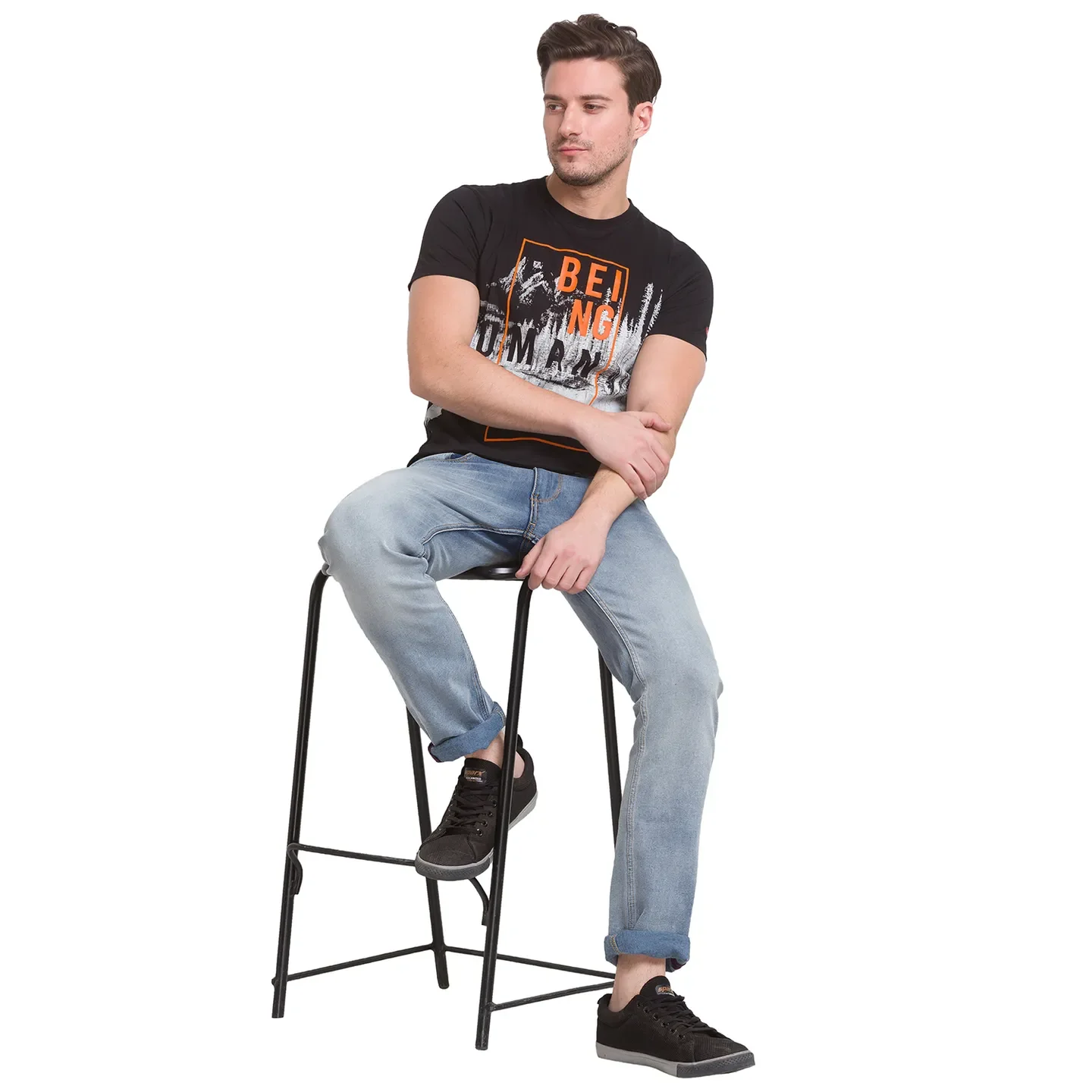 Black Regular Fit Men's Short Sleeves T-Shirt by Being Human Clothing - Image 8