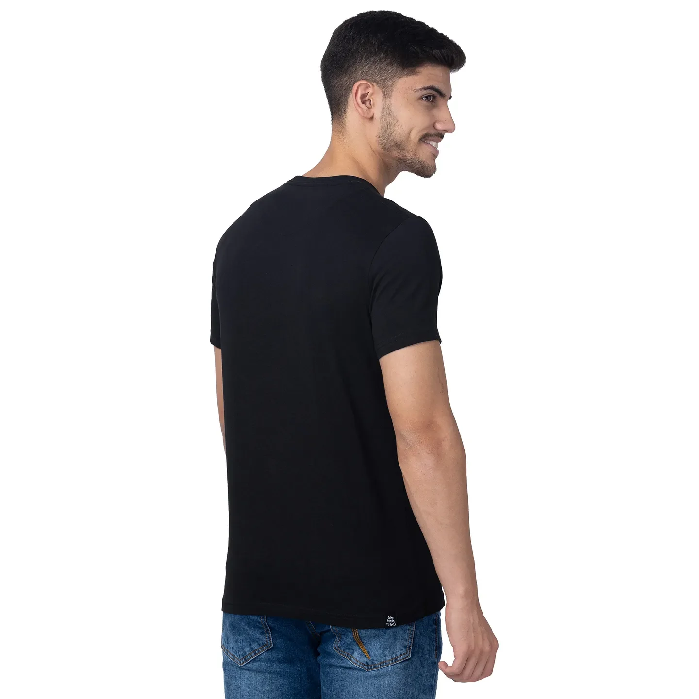 Black Regular Fit Men's Short Sleeves T-Shirt by Being Human Clothing - Image 3