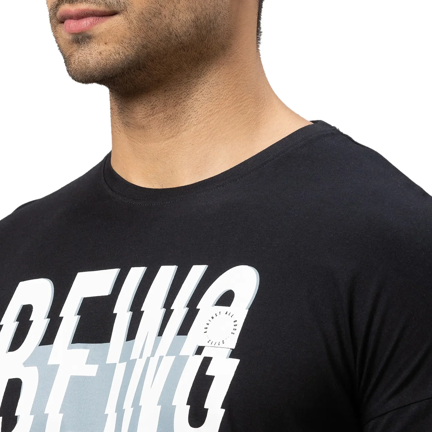 Black Regular Fit Round Neck Men's T-Shirt by Being Human Clothing - Image 4