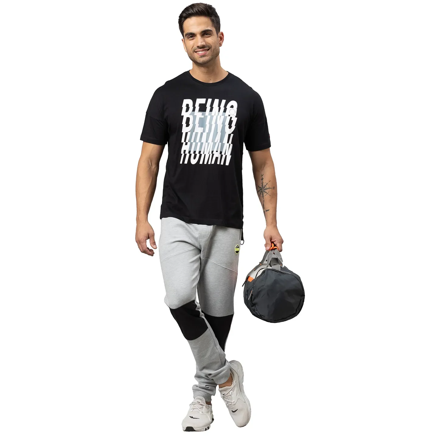 Black Regular Fit Round Neck Men's T-Shirt by Being Human Clothing - Image 5