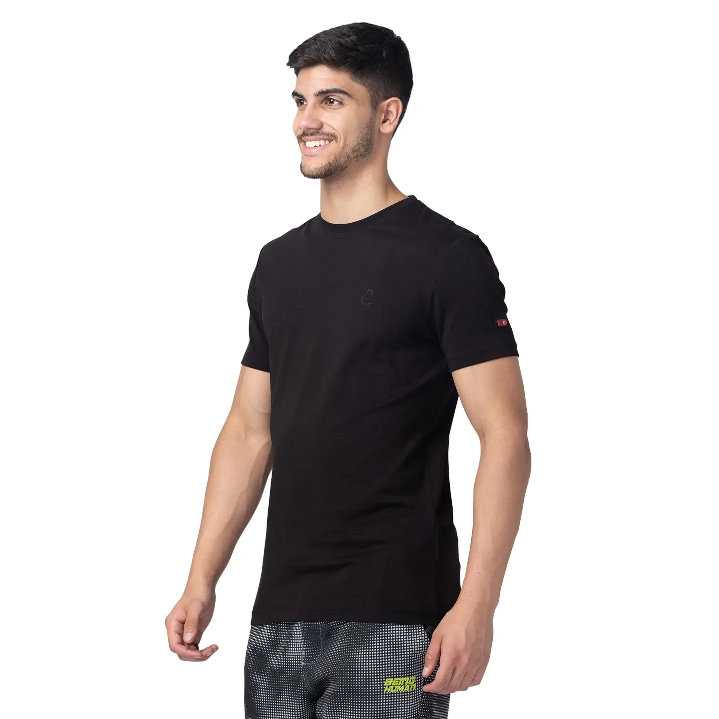 Black Regular Fit Men's Short Sleeves T-Shirt by Being Human Clothing - Image 2