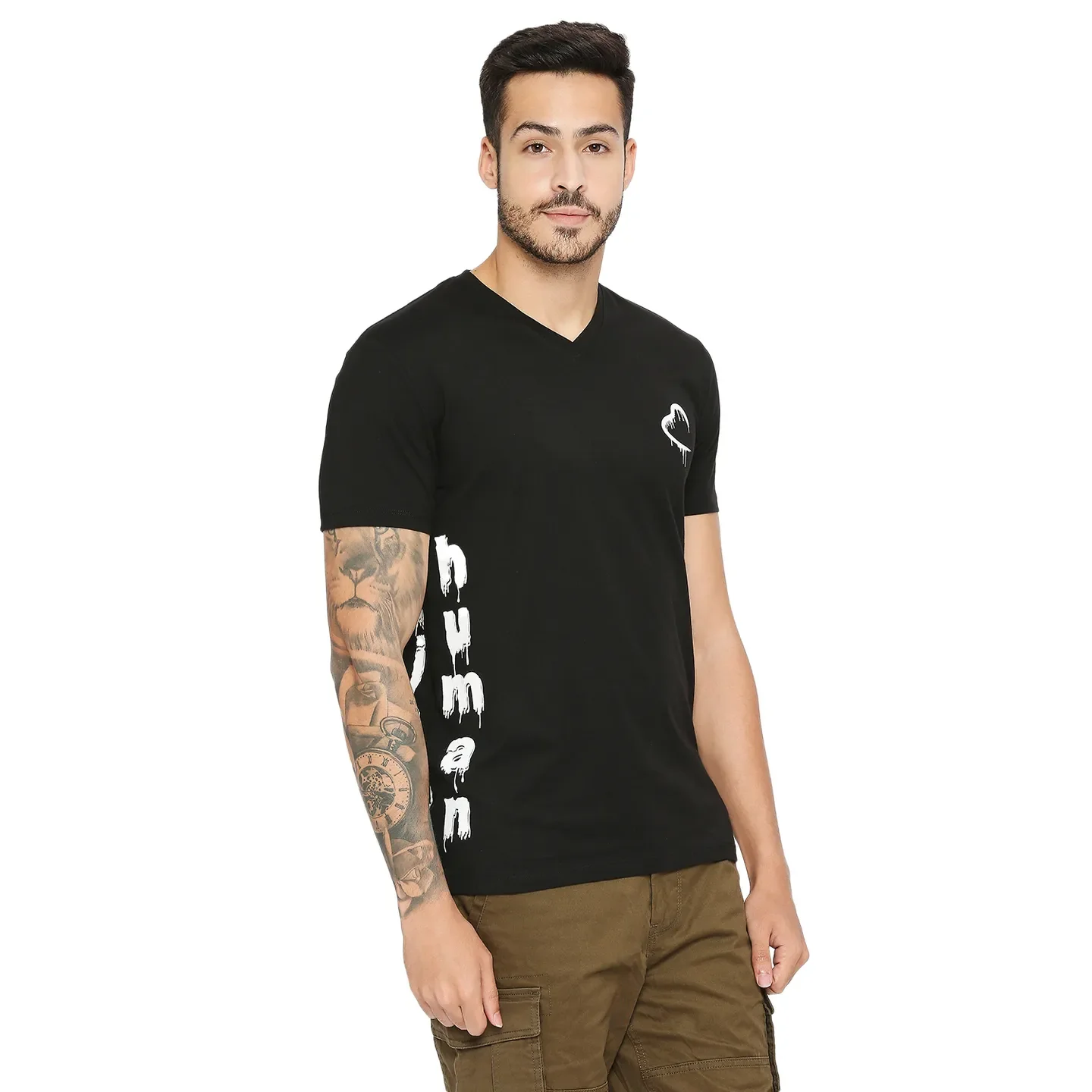 Black Regular Fit Men's Short Sleeves T-Shirt by Being Human Clothing - Image 3