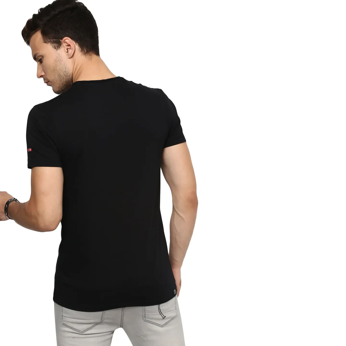 Black Regular Fit Men's Short Sleeves T-Shirt by Being Human Clothing - Image 5