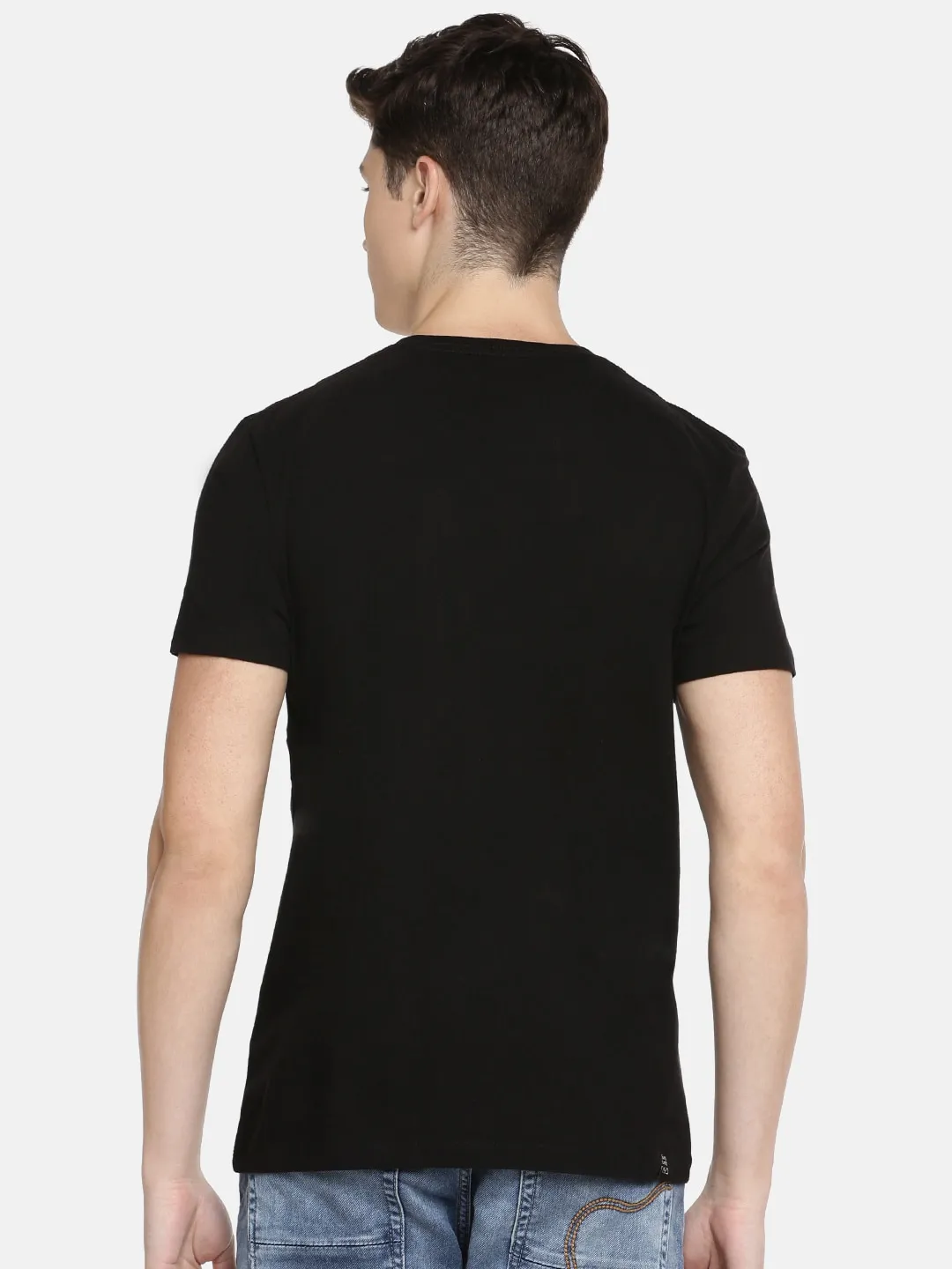 Black Regular Fit Round Neck Men's T-Shirt by Being Human Clothing - Image 3