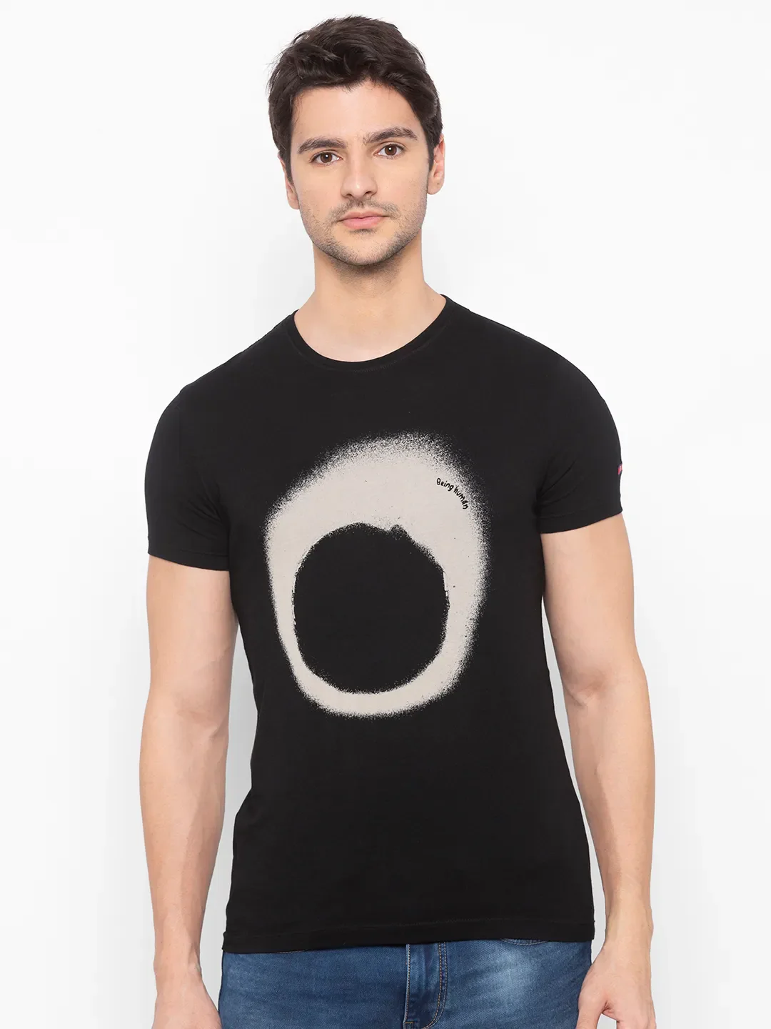 Black Regular Fit Men's Short Sleeves T-Shirt by Being Human Clothing