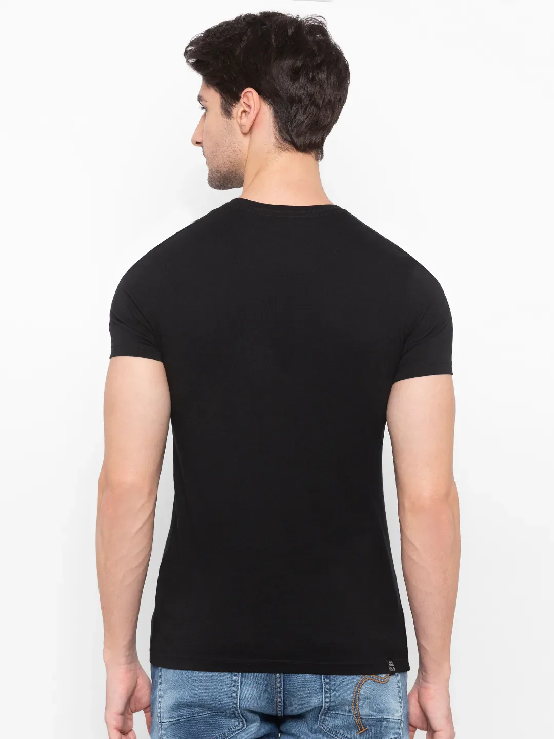 Black Regular Fit Men's Short Sleeves T-Shirt by Being Human Clothing - Image 3