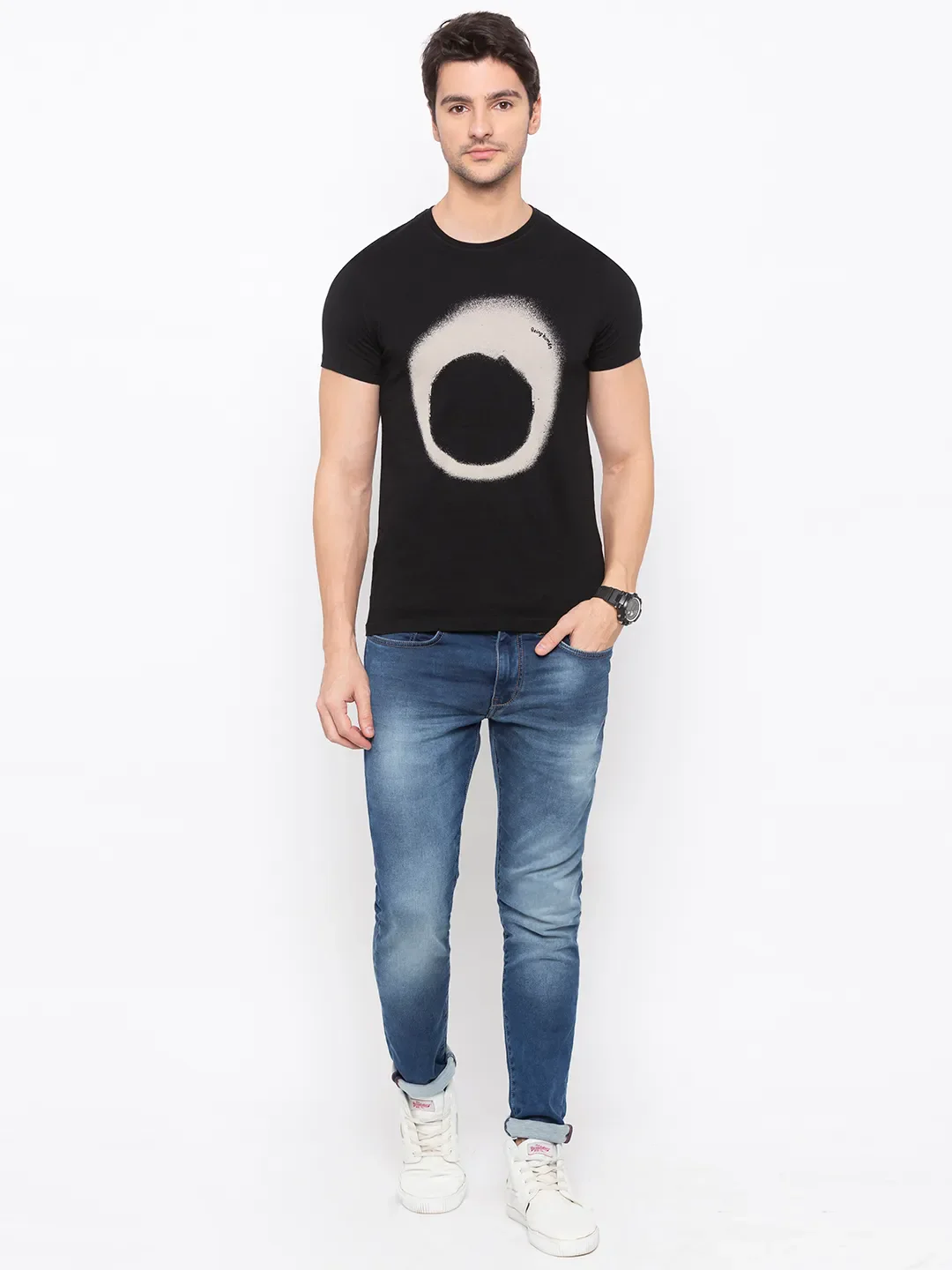 Black Regular Fit Men's Short Sleeves T-Shirt by Being Human Clothing - Image 5