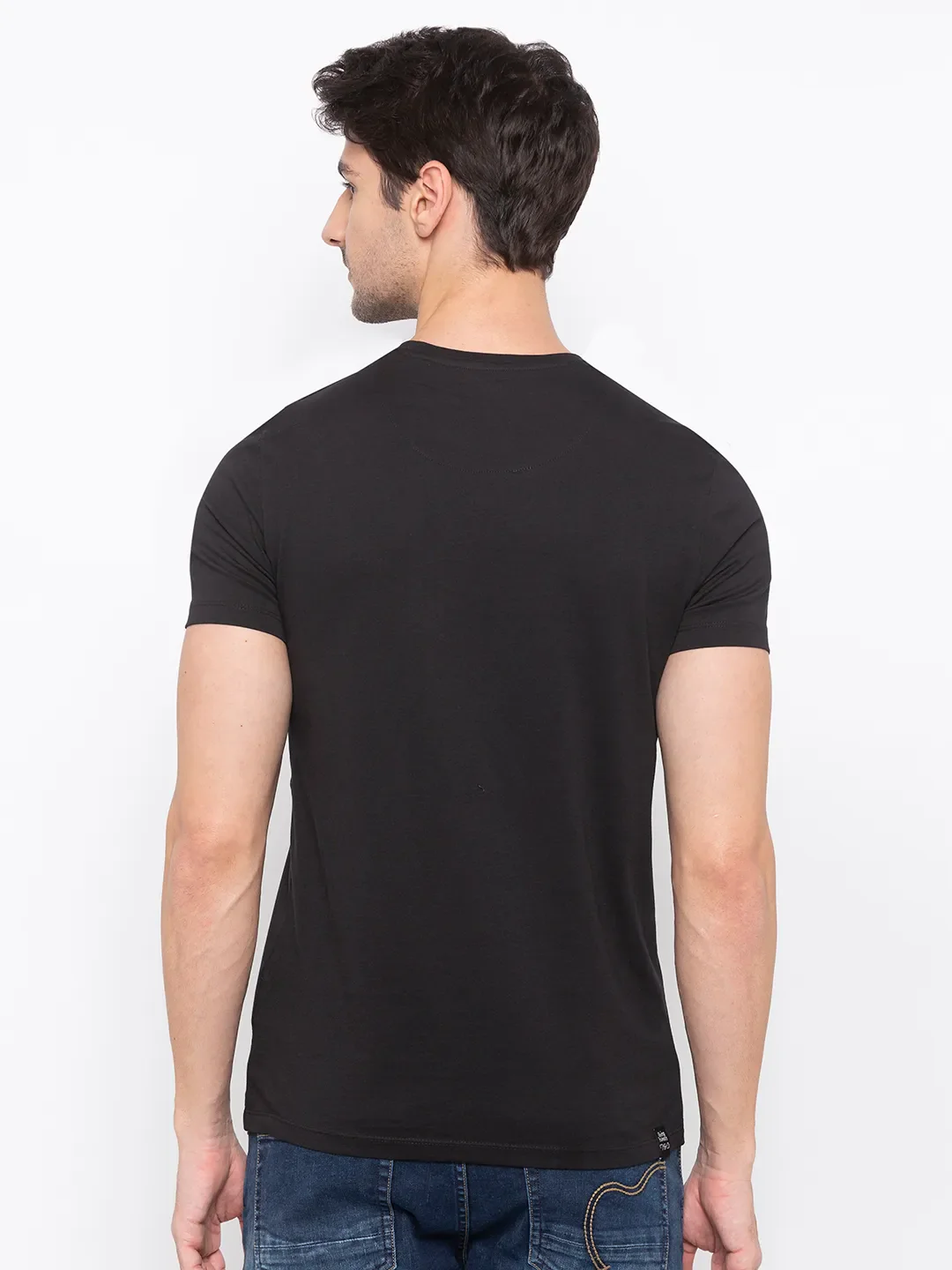 Black Regular Fit Men's Short Sleeves T-Shirt by Being Human Clothing - Image 3